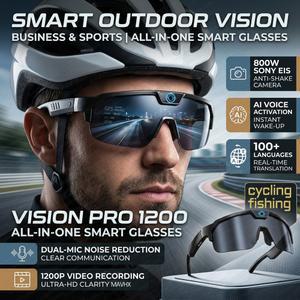 스마트안경 2026년형 새로운 AI 스마트 800W 손떨림 HD 카메라 녹화 촬영 방지 장비 라이딩 고글 방풍 안경 자전거