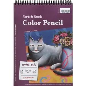 색연필전용 스케치북 스프링 상철 220G A4 신한커머스 스프링 상철 (WB7D578)