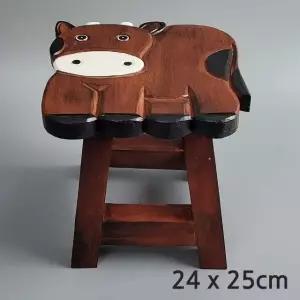 고품질 황소 동물 캐릭터 원목 의자 스툴 원목의자 우드스툴 화분받침대 (W7CA365)