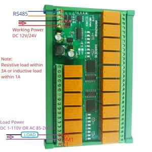 [호환품]1-32CH DC 12V/24V RS485 Modbus Rtu 3A/2A 릴레이 보드 DIN 레일 C32 PC UART 직렬 포트 스위치