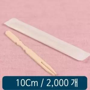 샐러드포크 대나무 두발 포크 무지 개별포장 10cm 2000개