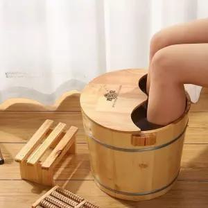 가정용 습식족욕기 원형 나무통 찜질기 발마사지 발족욕기 편백나무족욕기