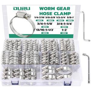 OURU 175PCS 가능 스틸 조절 클램프 호스 클램프 스테인리스 구색 51MM 기어