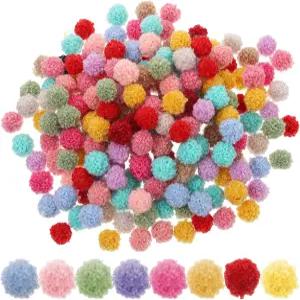 노게키 200PCS 공예용 컬러풀 폼폼 1.5cm/0.59인치 미니 DIY 예술 소프트 퍼프볼 장식 용품 멀티