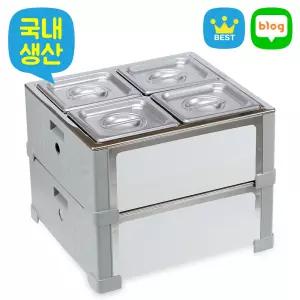 혜명생필품몰 배식세트(대)-30인이하/5-6세기준/G101 스텐레스반찬통 단체급식식기 스테인리스밧드 업소용