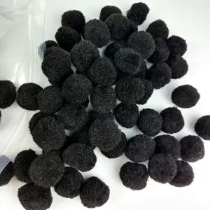 200피스 폼폼 1인치 크래프트 DIY 아트용 퍼지 퍼프볼 공예 프로젝트 홈 데코레이션 블랙-1
