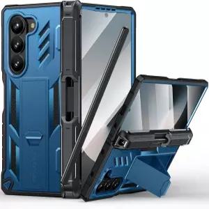 삼성 갤럭시 Z폴드6 케이스용 FNTCASE 6 5G 2024용 킥스탠드가 있는 밀리터리 등급 360 전신 보호 S펜 홀더