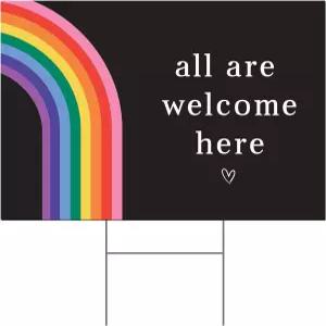 모두 환영합니다 미국산 평등 사랑 평화 마당 표지판 양면 내후성 싱글 팩 (LS 44)