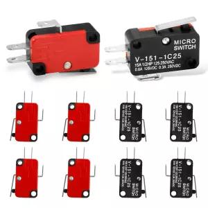 10pcs 마이크로 리미트 스위치 SPDT 스냅 액션 버튼 1no 1nc v1511c25