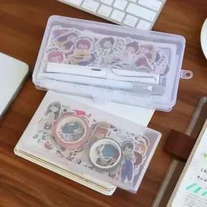 1Pcs 편지지 홀더 스티커 사무실 플라스틱 보관 상자 주최자 수동 계정 컨테이너 도구 케이스 미니 투명