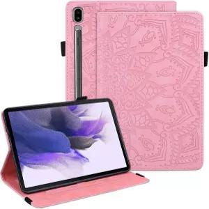 Dteck 갤럭시 탭 S10 2024/S9 플러스 2023 케이스 S8+/S7+/S7 FE 12.4인치 만다라 엠보싱 PU 가죽 폴리오