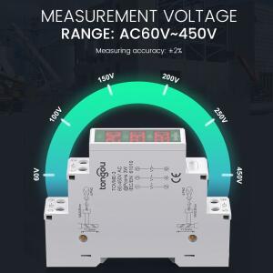 LED 디지털 디스플레이가 장착된 미니 모듈형 Din 레일 마운트 삼상 전압 측정기 - TONGOU의 Ac 60V-450V