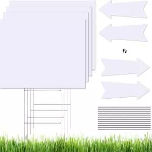 비비드스피어 빈 야드 표지판 - 8PACK 4팩 18인치*13인치 흰색 및 방향 화살표 DIY 세일 생일 부동산 임대