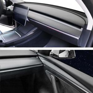 대시보드 커버 랩 및 현관문 트림 키트 - Model Y 2019- 3 , 인테리어 장식 액세서리, 성능용이 아님 매트 탄소 섬유 패턴, 4PCS
