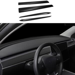 Model Y 및 3 대시보드 커버용 대시 랩 프론트 도어 패널 트림 매트 블랙