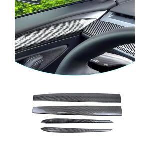 Model 3 - 및 y 2019-2024와 호환되는 광택 탄소 섬유 대시보드 커버 현관문 유광