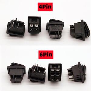 KCD4 스테인레스 스틸 방수 로커 스위치 ON-OFF4/6Pin 전기 장비 LED 전원 공급 장치 16A 250V/20A 125VAC