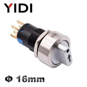 16mm 금속 로터리 셀렉터 스위치 2 3 On Off 12V Led 레드 그린 스테인레스 스틸 푸시 버튼 1 no1nc 래칭