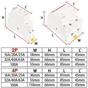 2P 4P 16A 20A 100A AC 220V DIN 레일 가정용 모듈식 접촉기 스위치 컨트롤러 스마트 홈 호텔용