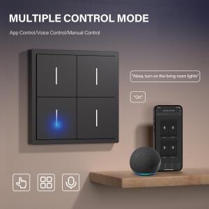 BSEED Zigbee 클릭 라이트 스위치 시리즈 기계식 대형 버튼 벽 스마트 TUYA 앱 1/2/3/4갱 단일 와이어