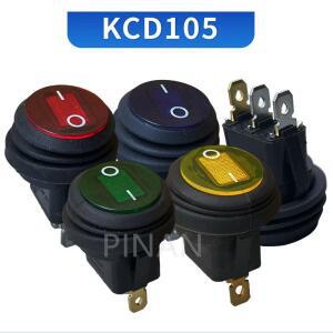 1pcs KCD105방수 버튼 12V 220V 라이트 로커 스위치 오프닝 20MM 보트 모양의 라운드 3Pin 실버 포인트