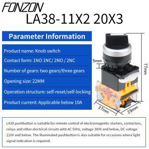 22mm LA38-11X2 20X3 셀렉터 스위치 1NO1NC/2NO/2NC 2/3 기어 로터리 노브 자동 잠금/자동 재설정 순간 래