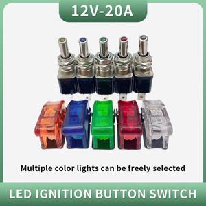 새로운 12V 20A 조명 진한 빨간색 LED 토글 스위치 제어 ON/OFF + 항공기 미사일 스타일 플립 업 커버 SS