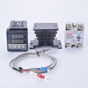 디지털 PID 온도 컨트롤러 REX-C100 REX C100 조절기 + 40DA SSR 릴레이 K 열전대 1m 프로브 RKC