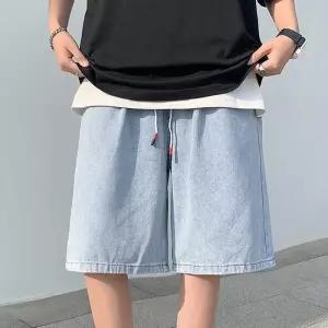 [룽스_64]캠퍼스 룩 데님 청 반바지 코디 5부 남자5부바지