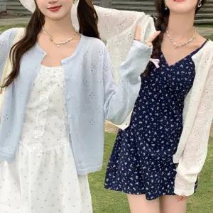 여름가디건 여름 봄 휴양지 얇은 펀칭 긴팔 가디건 니트 여성 예쁜 썸머