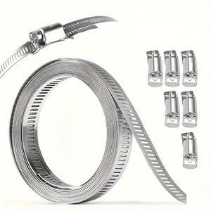 304 스테인리스 스틸 호스 클램프 스트랩 어소트먼트 키트 DIY 대형 조절식 웜 기어 밴드 메탈 스트래핑 9.