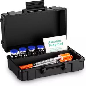 4 x 3ml 바이알 주사기 및 알코올 물티슈용 로무아 펩드 보관 케이스 키트 인슐린 냉장고 쿨러 여행용 용품