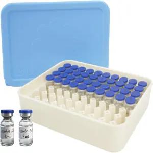 3ml 바이알 펩드 보관 케이스 70슬롯 하드 쉘 및 인슐린 홀더 부드러운 인서트 실리콘 뚜껑 냉동실 냉장고
