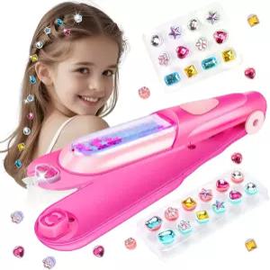 큐브 헤어 젬 스탬퍼 키트 여자 장난감용 블링 주얼리 재사용 가능한 샤이닝 다이아몬드가 포함된 스타일링