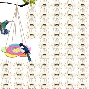 3-8세 예술 및 공예를 위한 더블필 48개의 새 모이통 키트 DIY 나무 그림 야외 장난감 파티 선물 선호