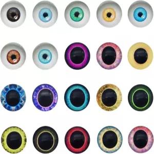 줄리 왕 40PCS 15MM 플랫 백 올빼미 새 인간 동공 눈 점토 동물용 유리 카보숑 조각품 폼폼 공예 DIY 용품