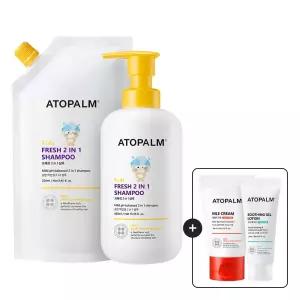 아토팜 키즈 프레쉬 2in1 샴푸 460ML+400ML(리필) 유아어린이샴푸+[증정]MLE크림30ml+수딩젤로션20ml