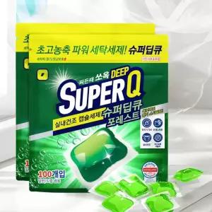 슈퍼딥큐 포레스트 100개입X2개(총 200개입) 고농축 캡슐세제 대용량 실내건조 드럼 일반 겸용