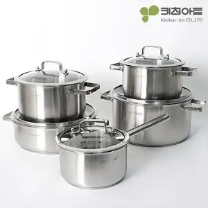[키친아트]키친아트 올가 IH 인덕션 스텐냄비 5종세트(18편수+20양수+22양수+26전골+26곰솥)