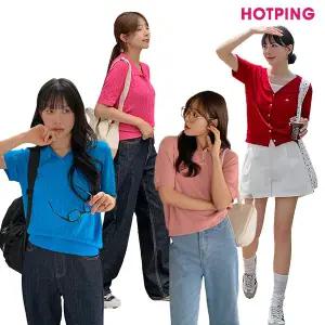 [핫핑] 44~110/봄.여름 신상&베스트/니트/반팔/여름니트/가디건/베스트/조끼/뷔스티에/레이어드/카라넥/라운드넥/브이넥/긴팔/반팔/빅사이즈/살안타템/에어컨템/휴가룩