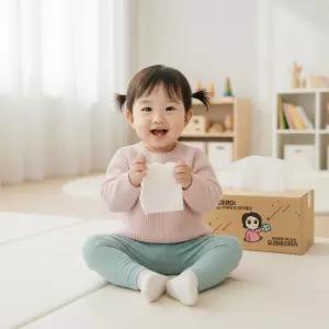 유리네 대용량 아기 신생아 건티슈 플레인 / 엠보싱 / 2kg / 4kg
