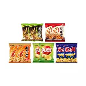 먹태깡세트3 (먹태깡고추마요, 2개, 먹태깡, 2개, 새우깡, 2개, 포테토칩, 2개, 포스틱, 2개)