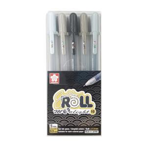사쿠라 겔리롤 문라이트 그레이5색세트 XPGB-5ML10/1.0 볼펜 중성펜