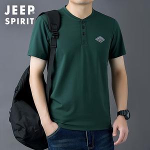 JEEP SPIRIT 남자 빅사이즈 코튼 반팔 헨리넥티 기능성 부드러 여름반팔