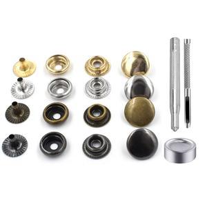 단추 금속 스냅 패스너 키트 프레스 스터드 캡 보트 캔버스 가방 재킷 의류 청바지 가죽 DIY 공예 15mm 100