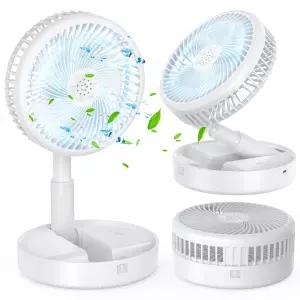 UOOFON 무선 탁상용 선풍기 휴대용 접이식 캠핑 BLDC 무소음 - 화이트