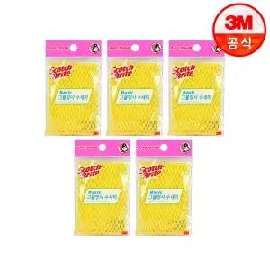 [3M] 베이직 그물망사 수세미 1입 5개(색상랜덤)