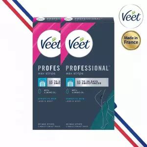 VEET 왁스 스트립 20매 2개 셀프 브라질리언 왁싱 팔 다리 겨드랑이 털 비키니 라인 왁싱 테이프