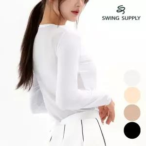 스윙서플라이 여성 냉감 등메쉬 라운드넥 기능성 자외선차단 골프 이너웨어 W522QT07