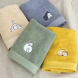 무한타월 게으른 고양이 자수 30수 150g 답례품 집들이 수건 선물 (1매)
